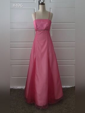 Pink Chiffon Sleeveless Ballgown Prom Dress with Spaghetti Straps